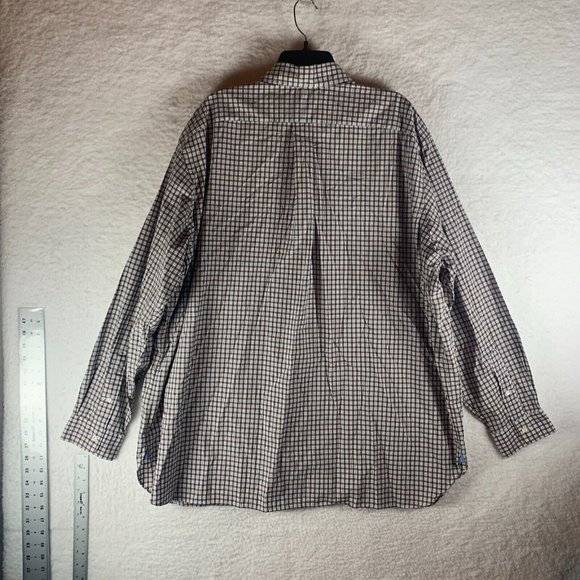 Ralph Lauren Men's Cream Plaid Cotton Stretch Button Down Shirt Size 2XB 8904 - Picture 6 of 8